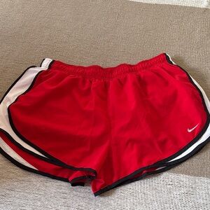 Nike Women's Red and White Athletic Shorts